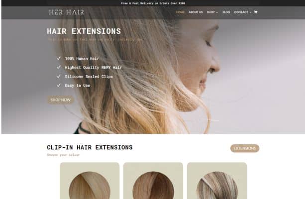 Her Hair Online Store Website Design